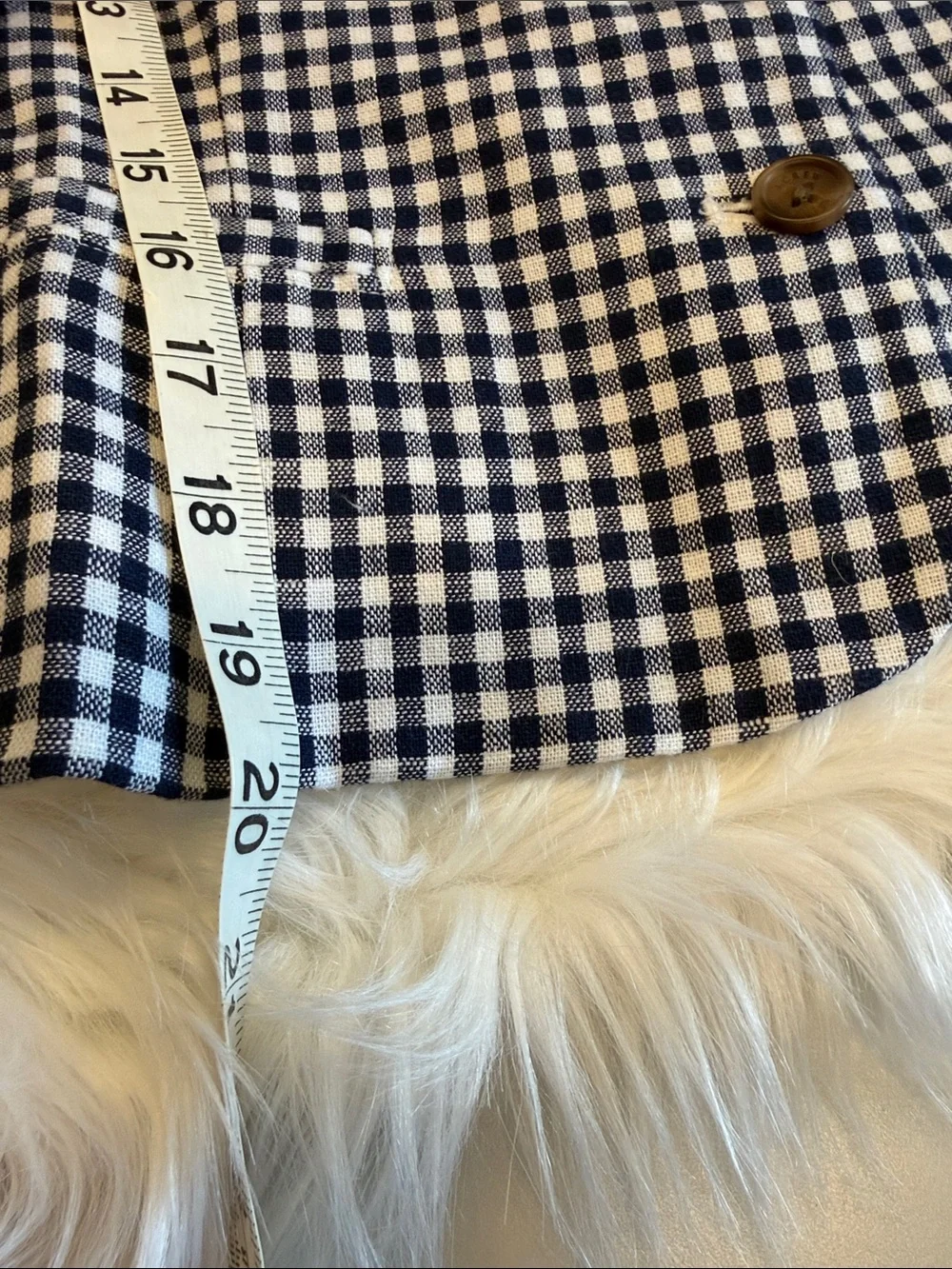NWT J Crew Factory Gingham Button Front Top - Navy & White - Picture 5 of 6
